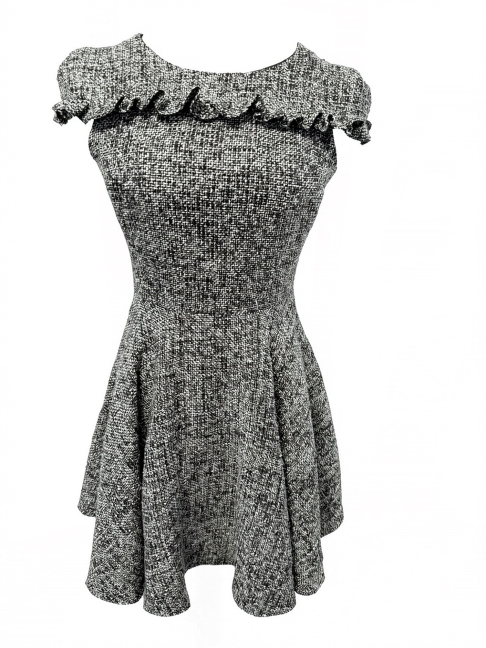 David Charles Black Label Tweed A-Line Dress Black Silver Metallic NWOT XS